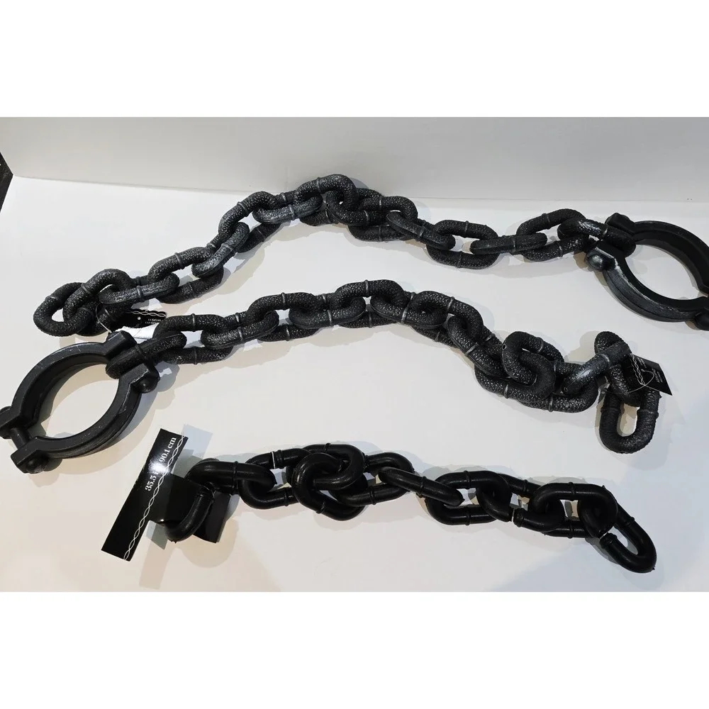 3 Faux Silver Black Ashland Decorative Halloween Plastic Chains Decor 30